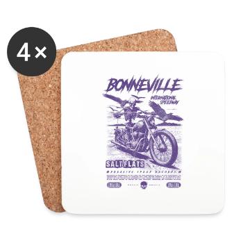 Bonneville Salt Flats Moto Vintage Biker - Dessous de verre (lot de 4) - blanc - Devant