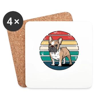 Retro French Bulldog Vintage Dog Lover Gifts - Coasters (set of 4) - white - Front