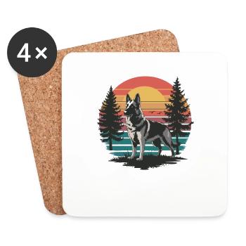 Retro German Shepherd Vintage Dog Lover Gifts Men - Untersetzer (4er-Set) - Weiß - Vorne