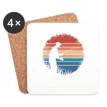 Rétro Vintage Pêche En Plein Air Pêche Amoureux Cadeaux - Dessous de verre (lot de 4) - blanc - Devant