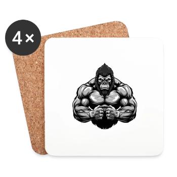 Gymnase d’entraînement Gorilla Muscles - Dessous de verre (lot de 4) - blanc - Devant