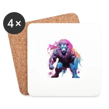 Muscles Lion - Dessous de verre (lot de 4) - blanc - Devant