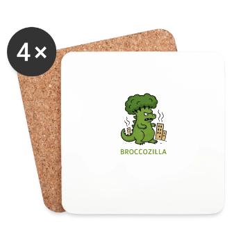 Dessin animé du monstre de brocoli – Broccozilla - Dessous de verre (lot de 4) - blanc - Devant