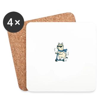 Cartoon llama for urban animal lovers - Coasters (set of 4) - white - Front
