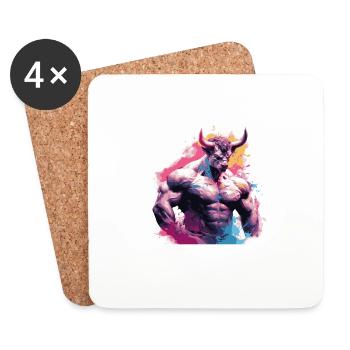 Musculation des muscles du taureau - Dessous de verre (lot de 4) - blanc - Devant