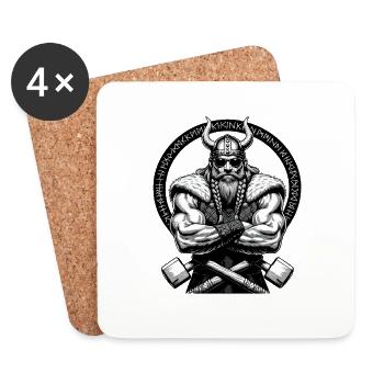Mythologie nordique Viking Guerrier Valhalla - Dessous de verre (lot de 4) - blanc - Devant