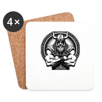 Mythologie nordique Viking Guerrier Valhalla - Dessous de verre (lot de 4) - blanc - Devant