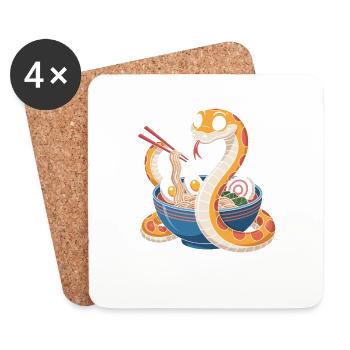 Funny Ramen Snake Noodle Lover Kawaii Food Gifts - Coasters (set of 4) - white - Front