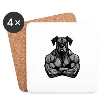 Hund Muskeln - Untersetzer (4er-Set) - Weiß - Vorne