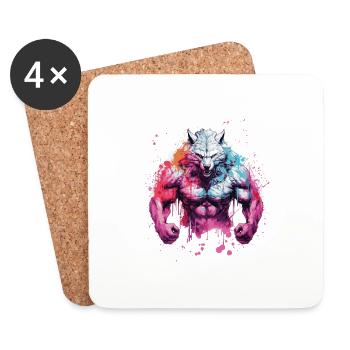 Muscles du loup - Dessous de verre (lot de 4) - blanc - Devant