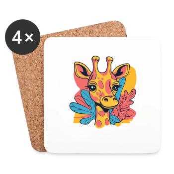Girafe - Dessous de verre (lot de 4) - blanc - Devant