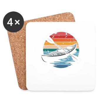 Retro Vintage Kayak Adventure Sunset Paddling - Coasters (set of 4) - white - Front