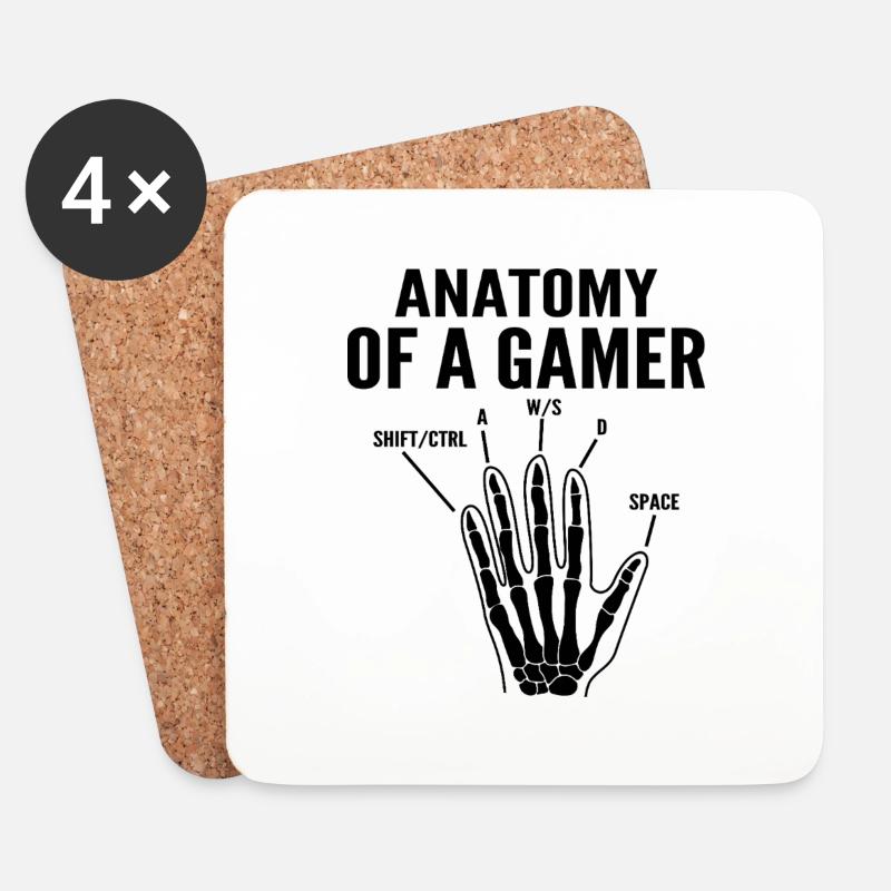 Anatomie eines Gamers - Untersetzer (4er-Set) - Weiß
