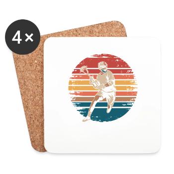 Retro Vintage Lacrosse Player Sports Lover Gifts - Coasters (set of 4) - white - Front