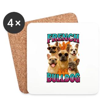 Französische Bulldogge - Untersetzer (4er-Set) - Weiß - Vorne
