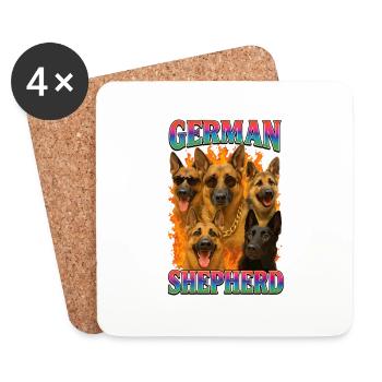 Deutscher Schäferhund - Untersetzer (4er-Set) - Weiß - Vorne