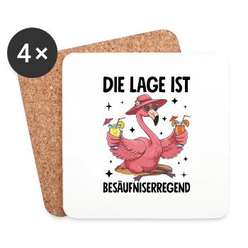 The location is drunk with flamingo - Coasters (set of 4) - white - Front
