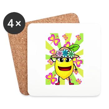 Rétro Citron Enfants Enfant Fille Garçons Fruit - Dessous de verre (lot de 4) - blanc - Devant