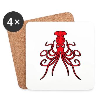 Oktopus Kraken Tintenfisch Kopffüßer böser Blick - Untersetzer (4er-Set) - Weiß - Vorne
