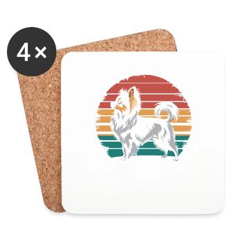 Rétro Vintage Papillon Chien Amoureux de l’Animal Papillon - Dessous de verre (lot de 4) - blanc - Devant