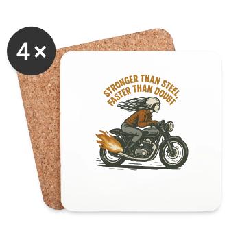 Stronger Than Steel Faster Than Doubt Motorrad - Untersetzer (4er-Set) - Weiß - Vorne