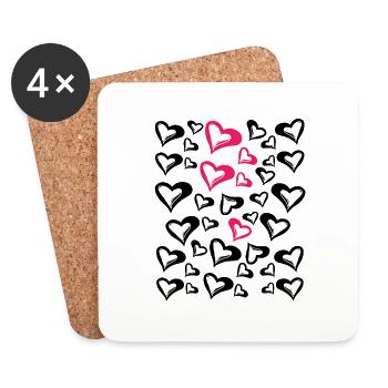 Hearts - Coasters (set of 4) - white - Front
