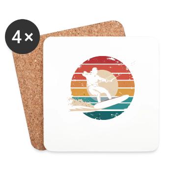 Retro Vintage Kiteboarding Surfing Adventure Gifts - Coasters (set of 4) - white - Front