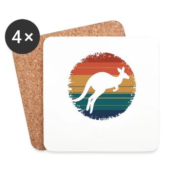 Rétro Vintage Kangourou Amoureux des animaux Faune - Dessous de verre (lot de 4) - blanc - Devant