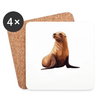 Sea Lions Sea Lion - Coasters (set of 4) - white - Front