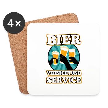 Bier Vernichtungsservice - Untersetzer (4er-Set) - Weiß - Vorne
