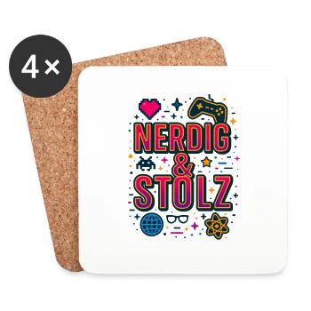 Nerd et fier - Dessous de verre (lot de 4) - blanc - Devant