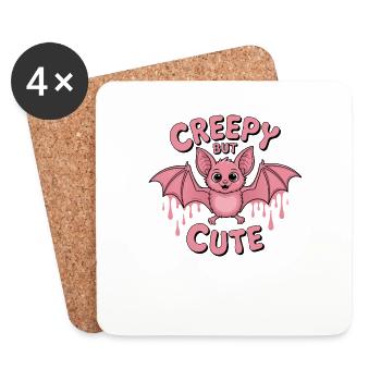 Creepy But Cute Pink Bat Gothic Animal Pastel Goth - Coasters (set of 4) - white - Front