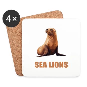 Sea Lions Sea Lion - Coasters (set of 4) - white - Front