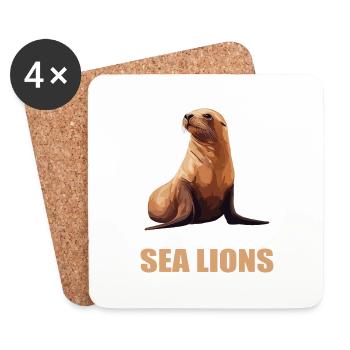 Lions de mer Lion de mer - Dessous de verre (lot de 4) - blanc - Devant