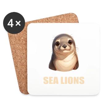 Sea Lions Sea Lion - Coasters (set of 4) - white - Front