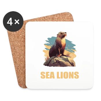 Lions de mer Lion de mer - Dessous de verre (lot de 4) - blanc - Devant