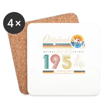 Vintage Retro June 1954 Birthday Gift - Coasters (set of 4) - white - Front