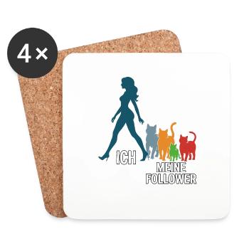 Moi et mes abonnés – Cat Humor Design - Dessous de verre (lot de 4) - blanc - Devant