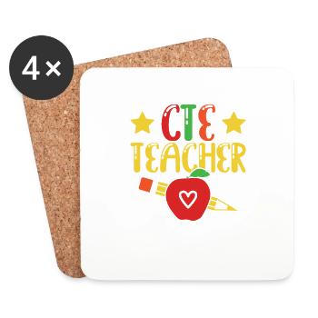 cte teacher it's a work of the heart - Coasters (set of 4) - white - Front