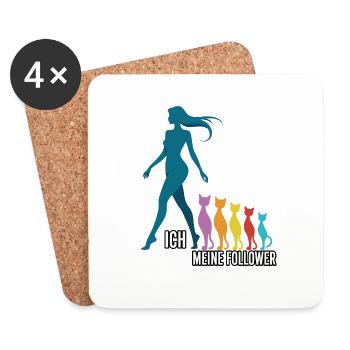 Moi et mes abonnés – Cat Humor Design - Dessous de verre (lot de 4) - blanc - Devant