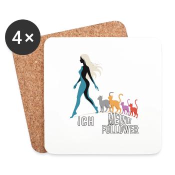 Moi et mes abonnés – Cat Humor Design - Dessous de verre (lot de 4) - blanc - Devant