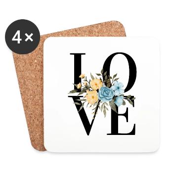 Love Flowers - Coasters (set of 4) - white - Front