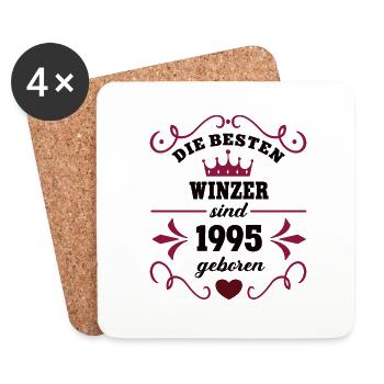 1995 Winzerin Geburtstag Winzer Jahrgang 95 Geb - Untersetzer (4er-Set) - Weiß - Vorne
