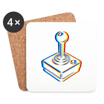 Glitch Joystick – Retro Gaming - Coasters (set of 4) - white - Front