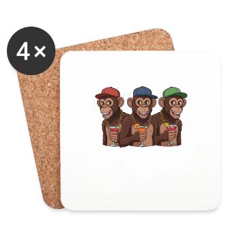 Malle Fête Singe - Dessous de verre (lot de 4) - blanc - Devant
