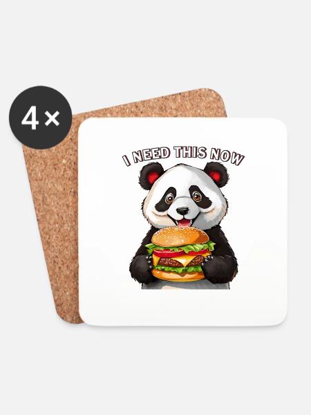 PANDA BEAR BURGER I NEED THIS NOW - Coasters (set of 4) - white