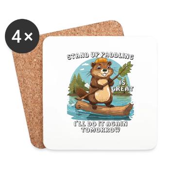 BEAVER STAND UP PADDLING IS GREAT - Coasters (set of 4) - white - Front