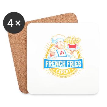 Zertifizierter Pommes-Frites-Experte - Untersetzer (4er-Set) - Weiß - Vorne
