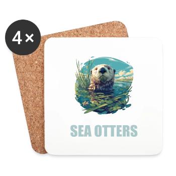 Seeotter - Untersetzer (4er-Set) - Weiß - Vorne