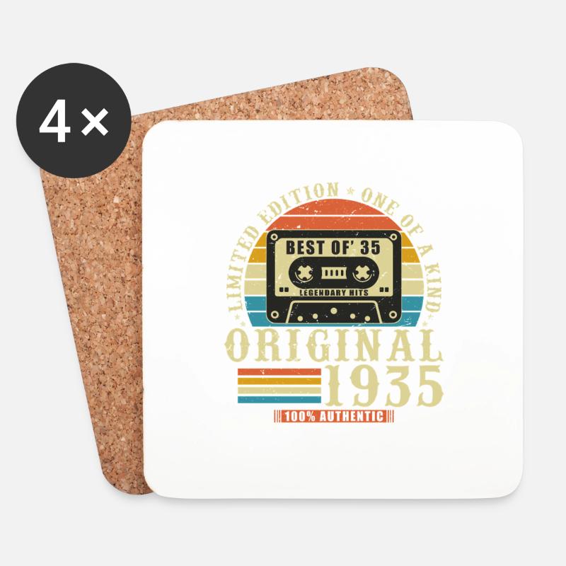 1935 Vintage Retro 90 Jahre Geburtstagsgeschenk - Untersetzer (4er-Set) - Weiß